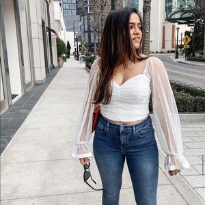 White blouse with net details